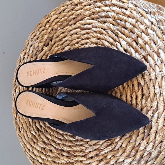 SCHUTZ Womens Dauani Black Suede Pointed Toe Mule 2.5" Heels S-8.5‎ - Picture 4 of 8